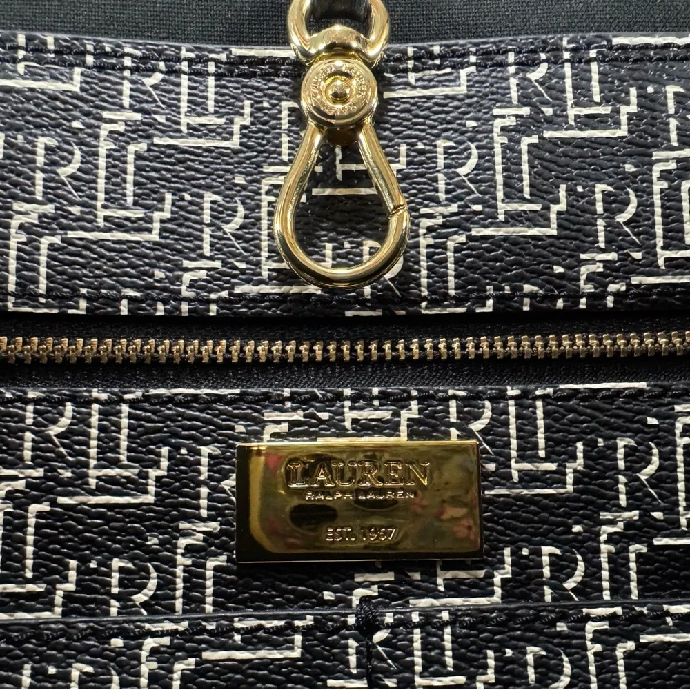 Ralph Lauren Collins Coated Canvas Monogram Large Handbag Purse Shoulder Bag - Picture 13 of 14